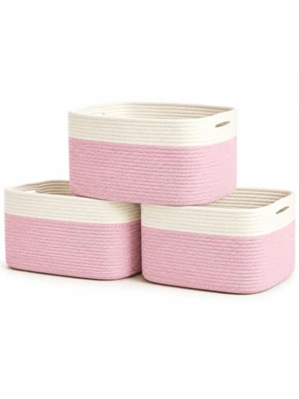 New Cotton Rope Baskets for Shelves, Set of 3, 15x9x10